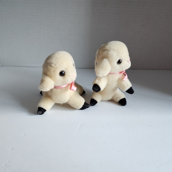 Vintage 1980s Dakin Easter Lamb Plush Ornaments or Decor Set - Picture 2 of 8